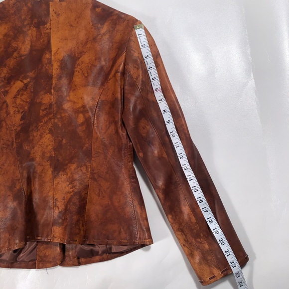 Prodi Marbled Tan Leather Button Stitch Jacket - Picture 8 of 8